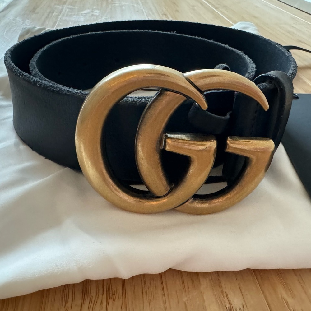 Gucci Black Toscano Leather GG Belt, size 75